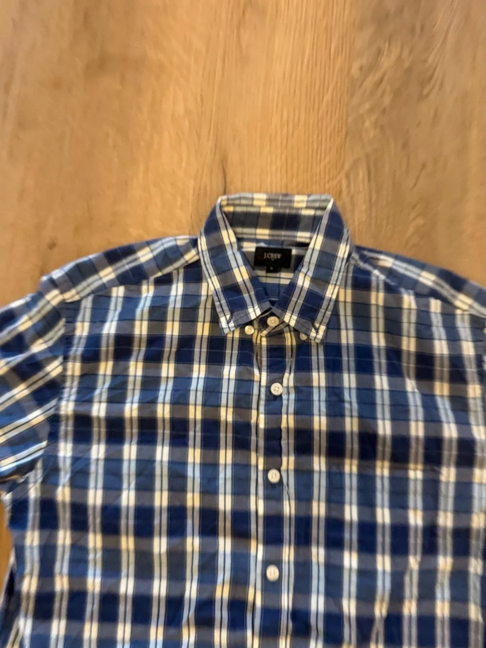J.Crew Men’s Medium Blue Plaid 100% Cotton Button Down Shirt Preppy